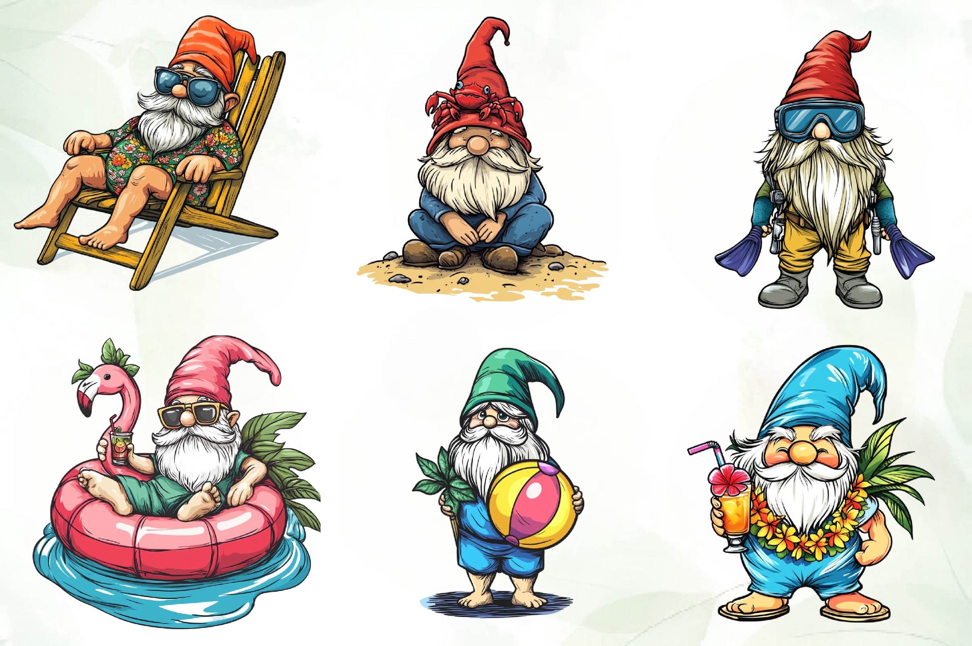 Summer Beach Gnome Clipart Bundle - CraftNest - Digital Crafting and Art