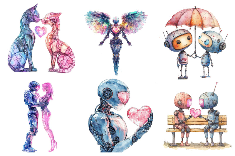 Robo Love Clipart Bundle - CraftNest - Digital Crafting and Art