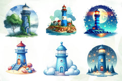Blue Lighthouse Clipart Bundle - CraftNest - Digital Crafting and Art