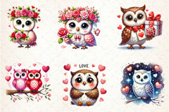 Cute Kawaii Owl Valentine Clipart Bundle - CraftNest - Digital Crafting and Art
