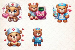 Bear Nurse Valentine Clipart Bundle - CraftNest - Digital Crafting and Art