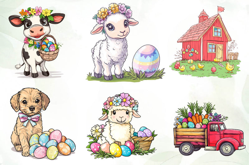 Cute Easter Farm Clipart Bundle - CraftNest - Digital Crafting and Art