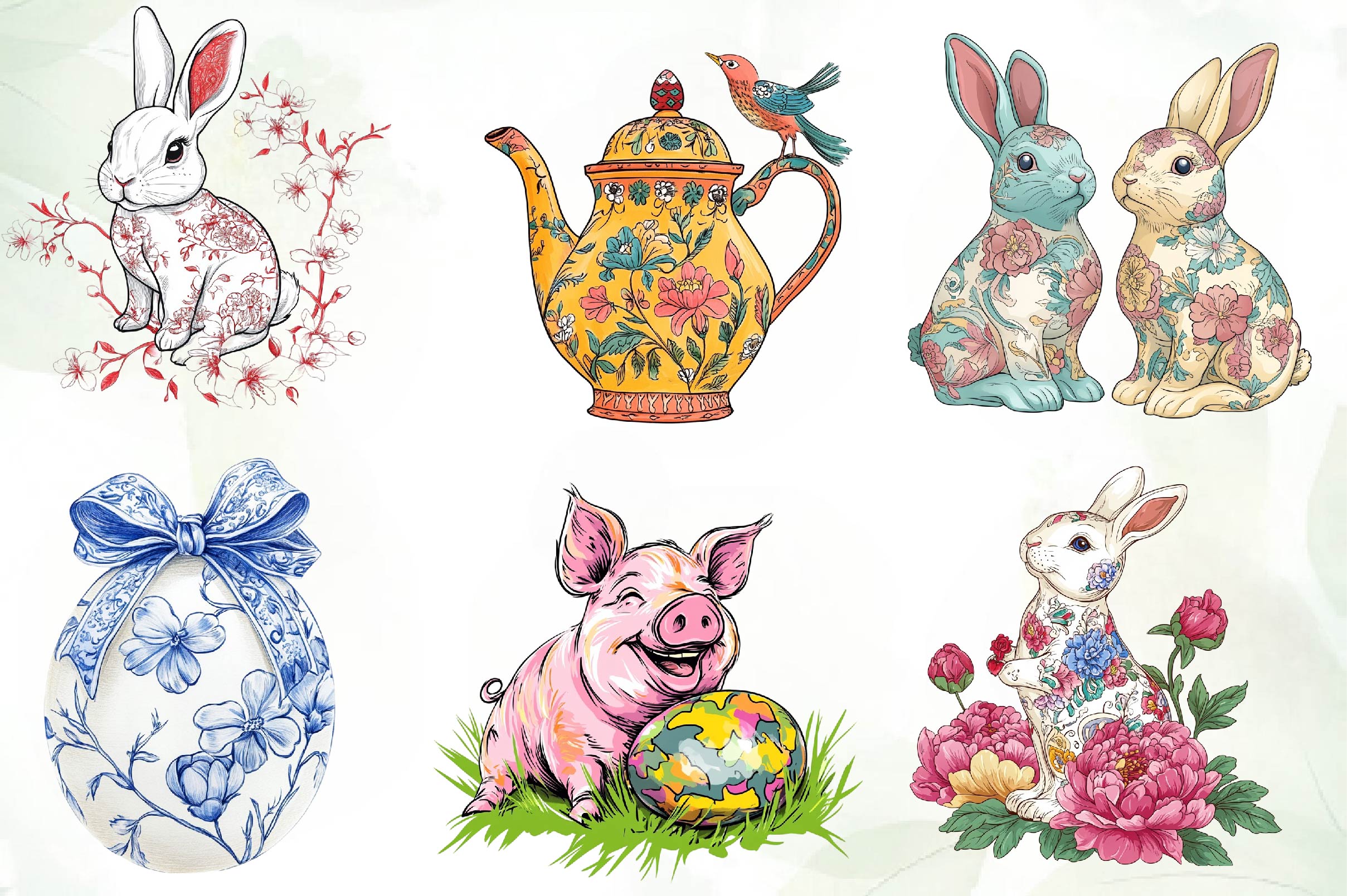 Easter Chinoiserie Clipart Bundle - CraftNest - Digital Crafting and Art