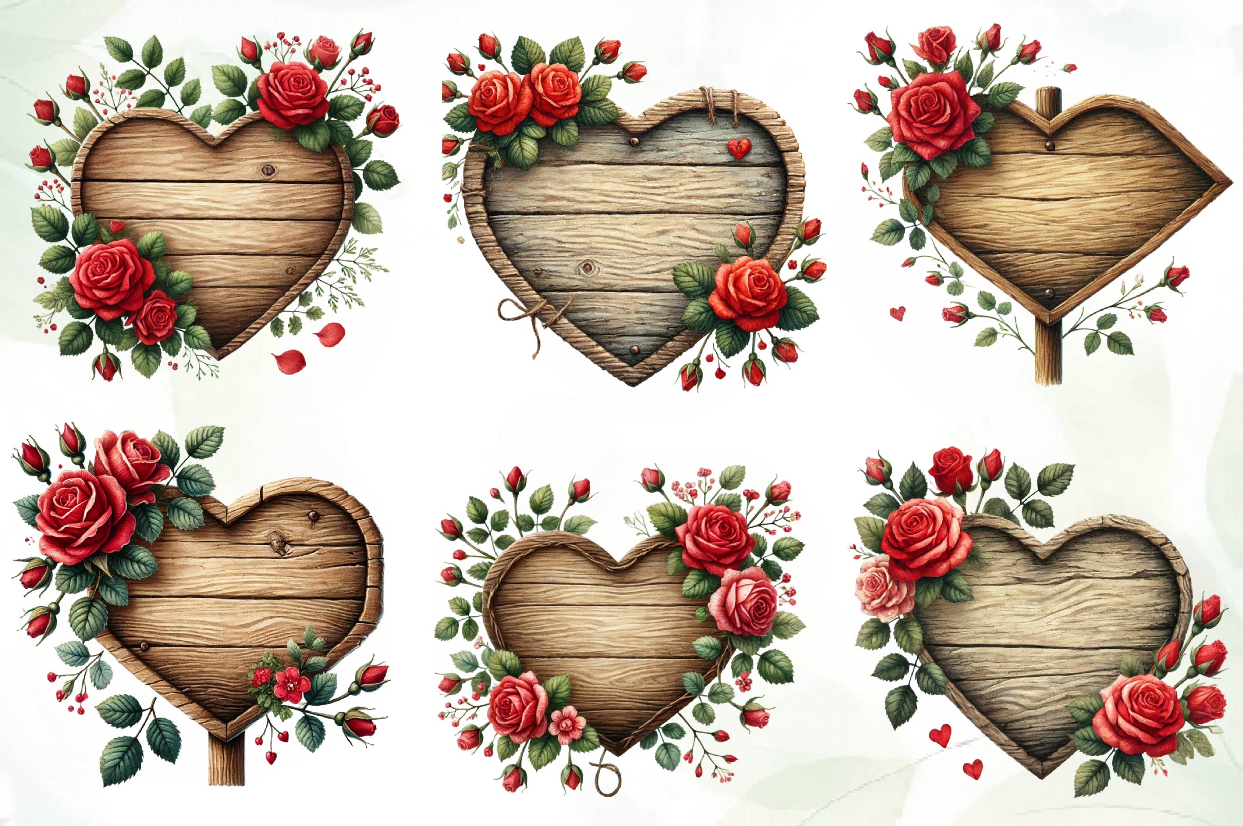 Valentines Empty Wooden Signs Clipart Bundle 1 - CraftNest - Digital Crafting and Art