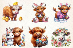 Cute Easter Highland Cow Clipart Bundle 1 - CraftNest - Digital Crafting and Art