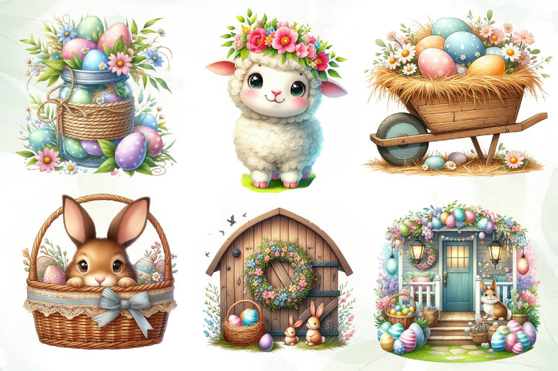 Country Farmhouse Easter Clipart Bundle 1 - CraftNest - Digital Crafting and Art