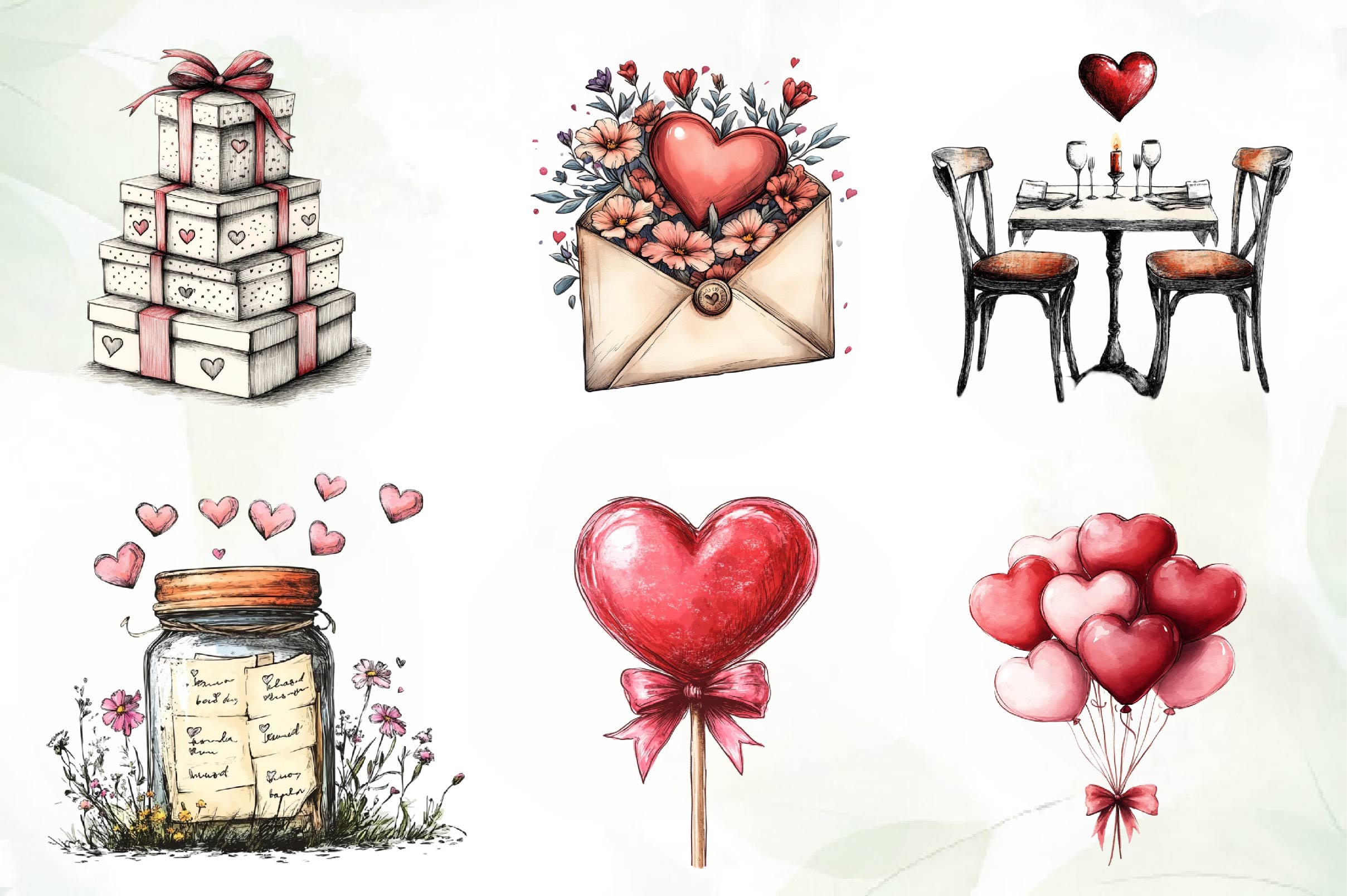 Hand Drawn Valentines Day Clipart Bundle - CraftNest - Digital Crafting and Art