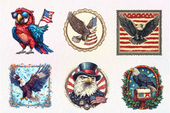 Patriotic Eagle Postage Stamp Clipart Bundle - CraftNest - Digital Crafting and Art