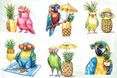 Cute Parrots & Pineapples Summer Clipart Bundle - CraftNest - Digital Crafting and Art