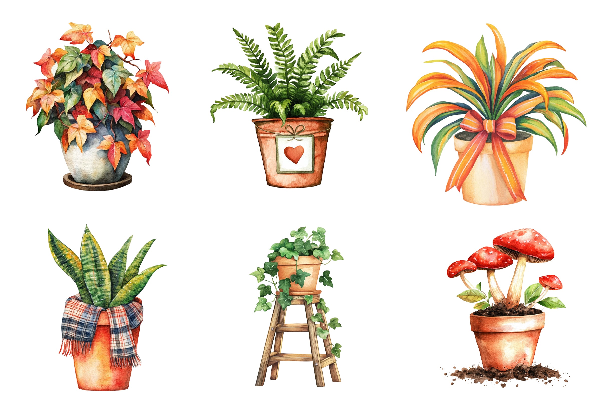 Positive Autumn Houseplant Clipart Bundle - CraftNest - Digital Crafting and Art