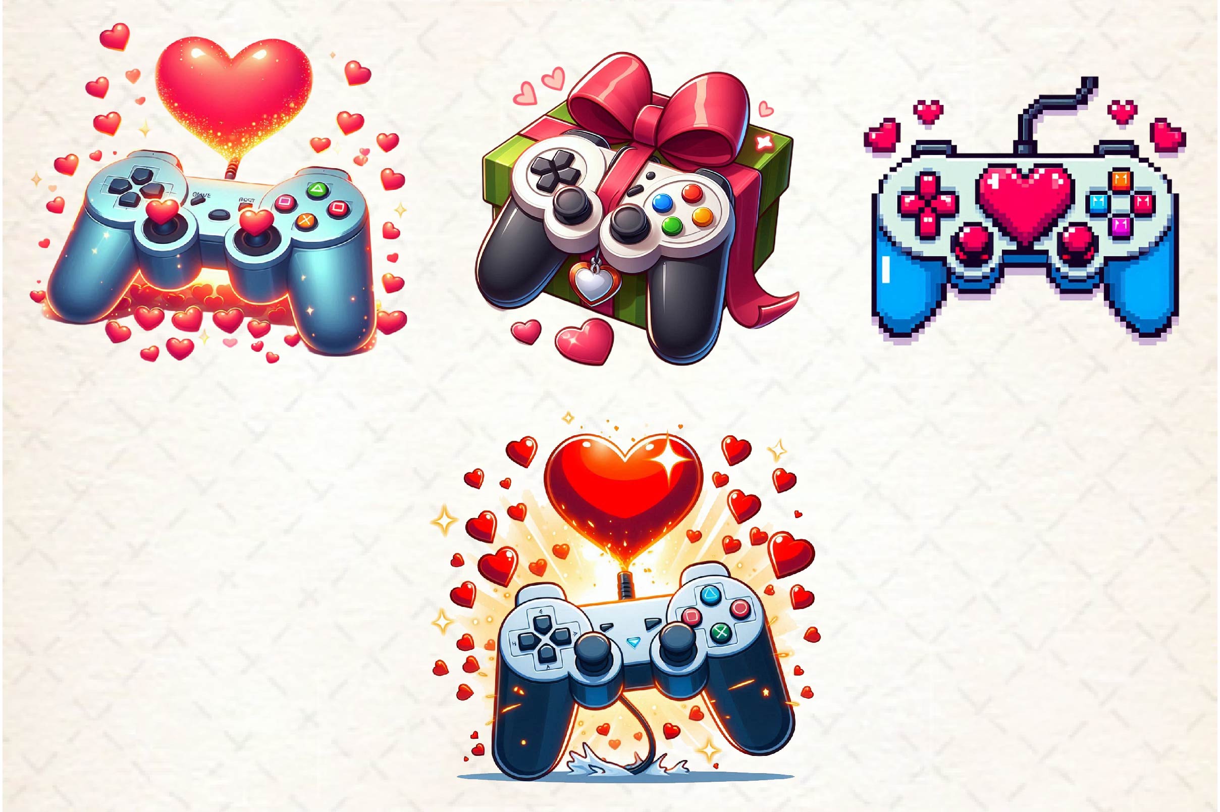 Valentine Game Controllers Clipart Bundle - CraftNest - Digital Crafting and Art