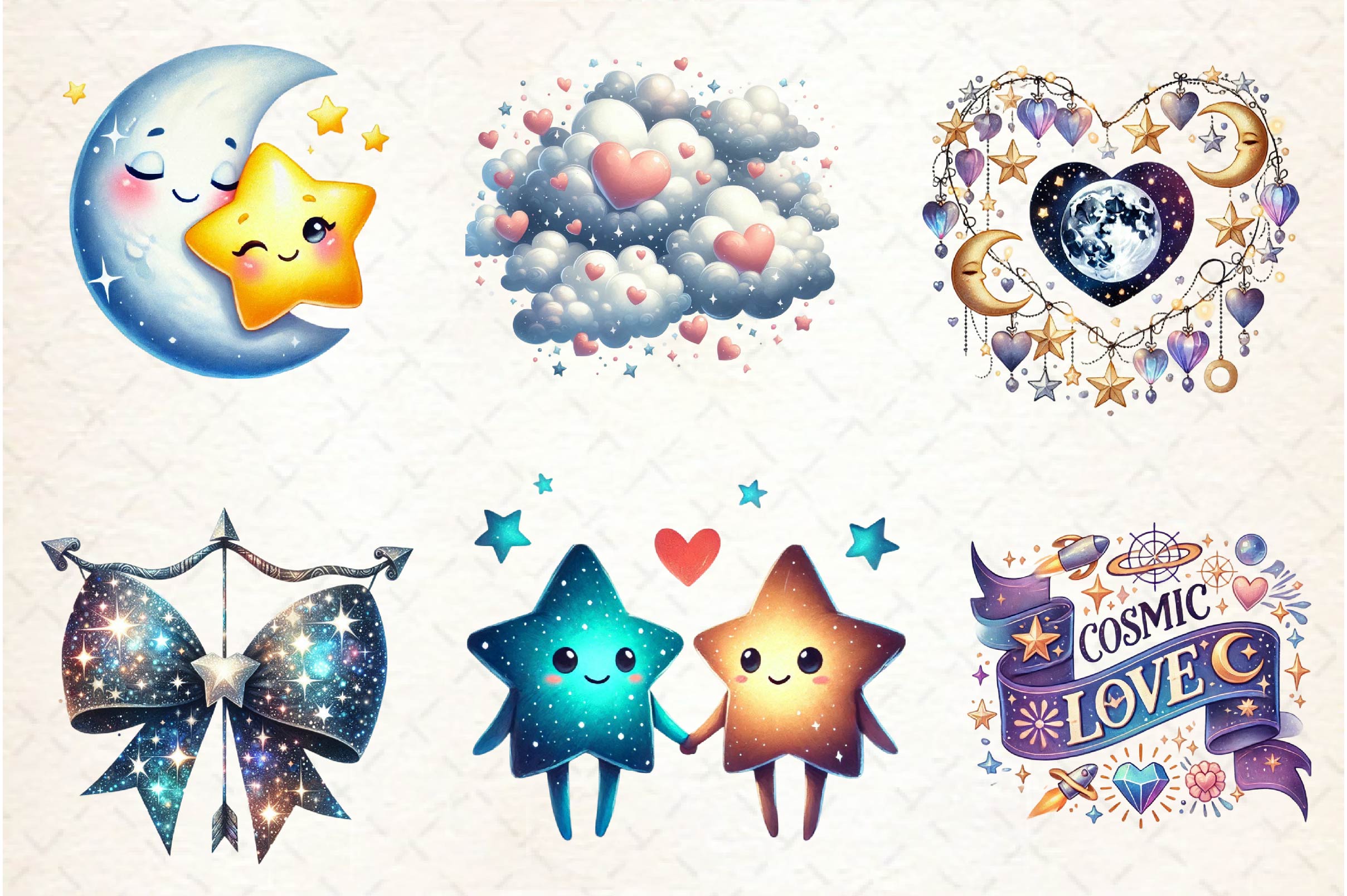 Celestial Valentine Clipart Bundle - CraftNest - Digital Crafting and Art