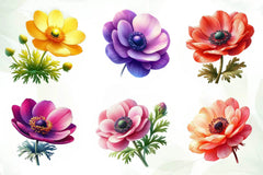 Spring Anemones Flowers Clipart Bundle - CraftNest - Digital Crafting and Art