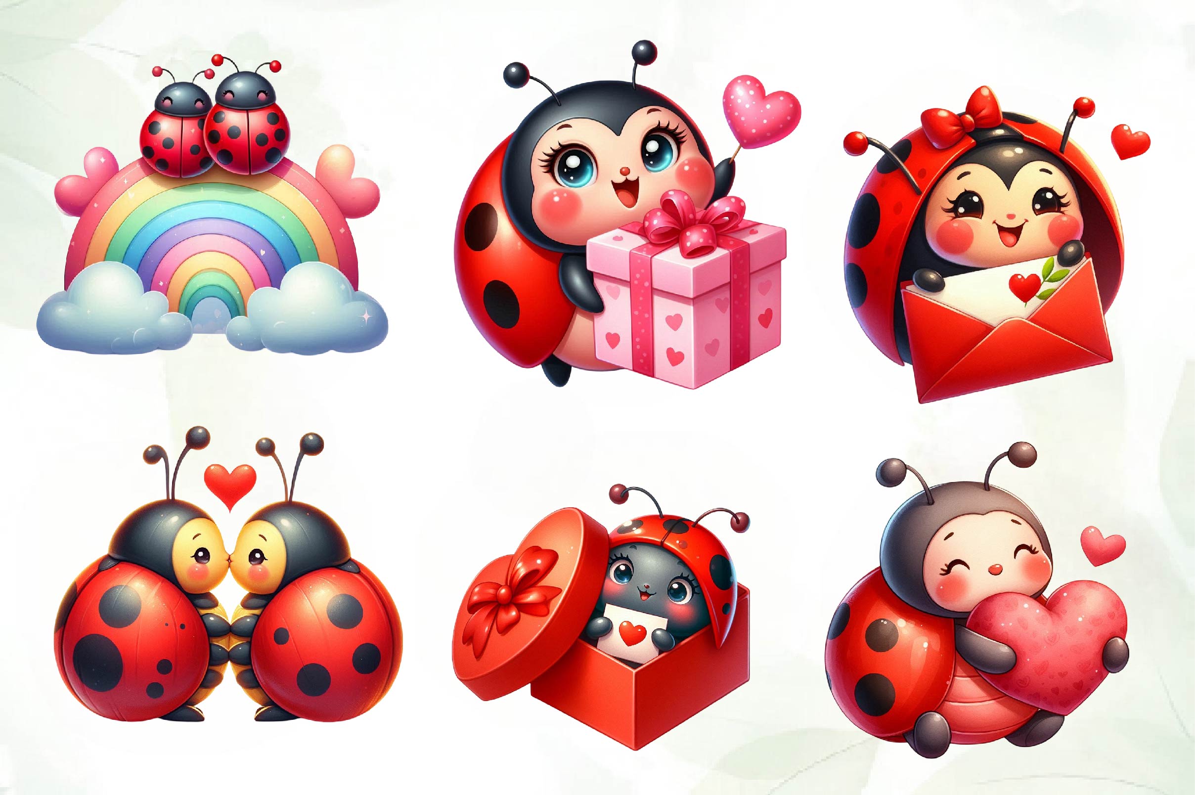 Cute Ladybug In Love Clipart Bundle - CraftNest - Digital Crafting and Art