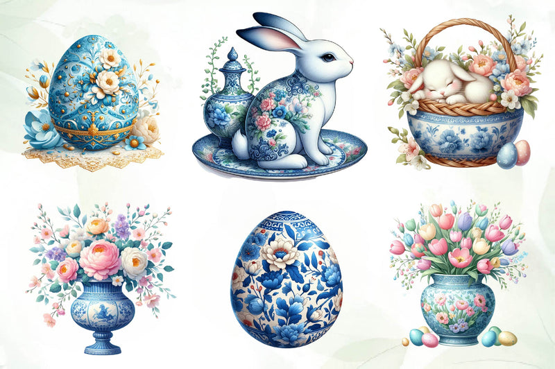Chinoiserie Easter Clipart Bundle 2 - CraftNest - Digital Crafting and Art