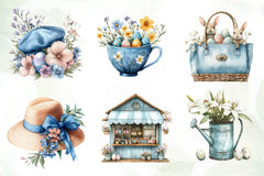 Blue Parisian Easter Clipart Bundle - CraftNest - Digital Crafting and Art