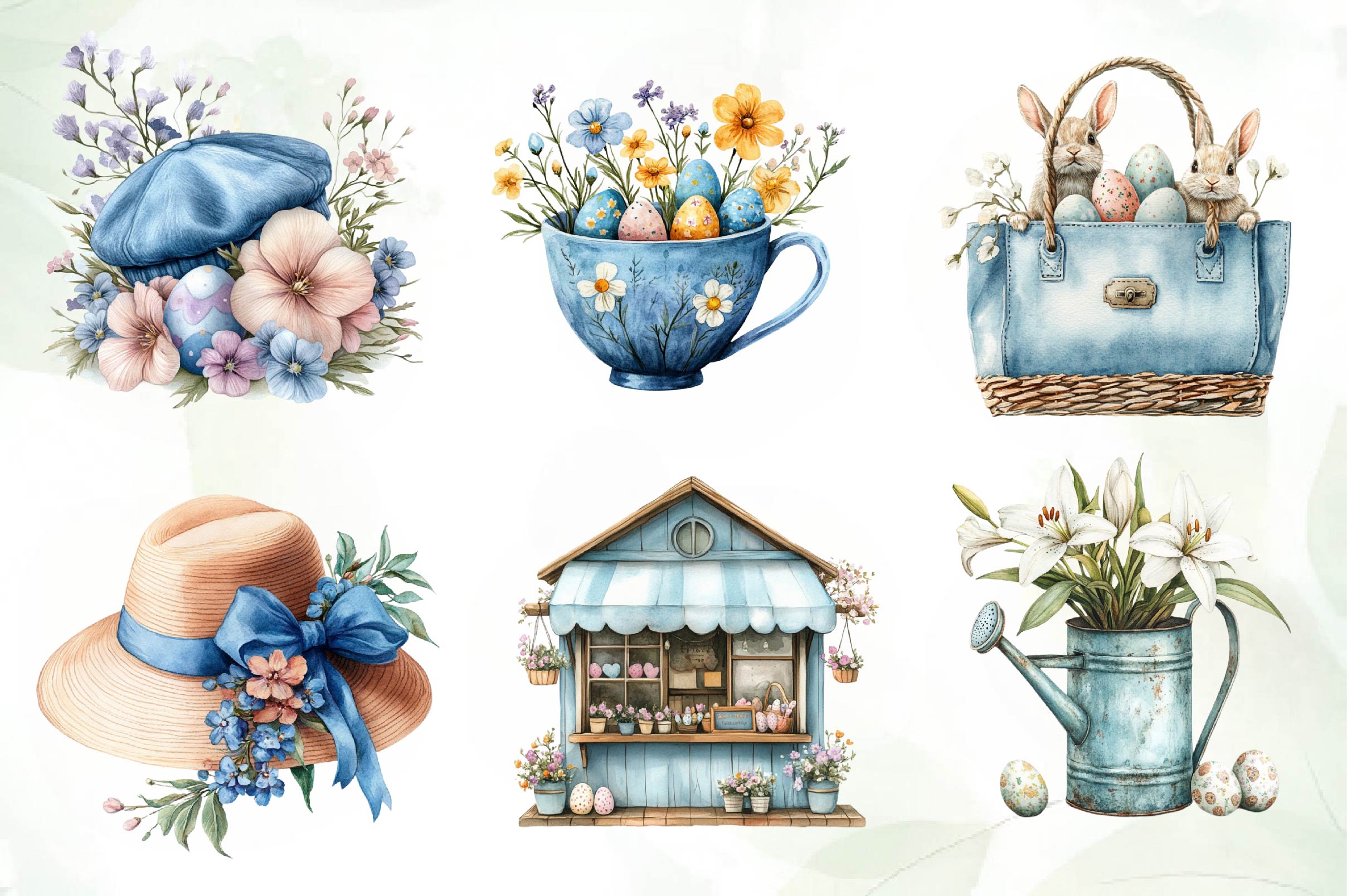 Blue Parisian Easter Clipart Bundle - CraftNest - Digital Crafting and Art