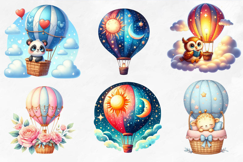Hot Air Balloons Clipart Bundle - CraftNest - Digital Crafting and Art