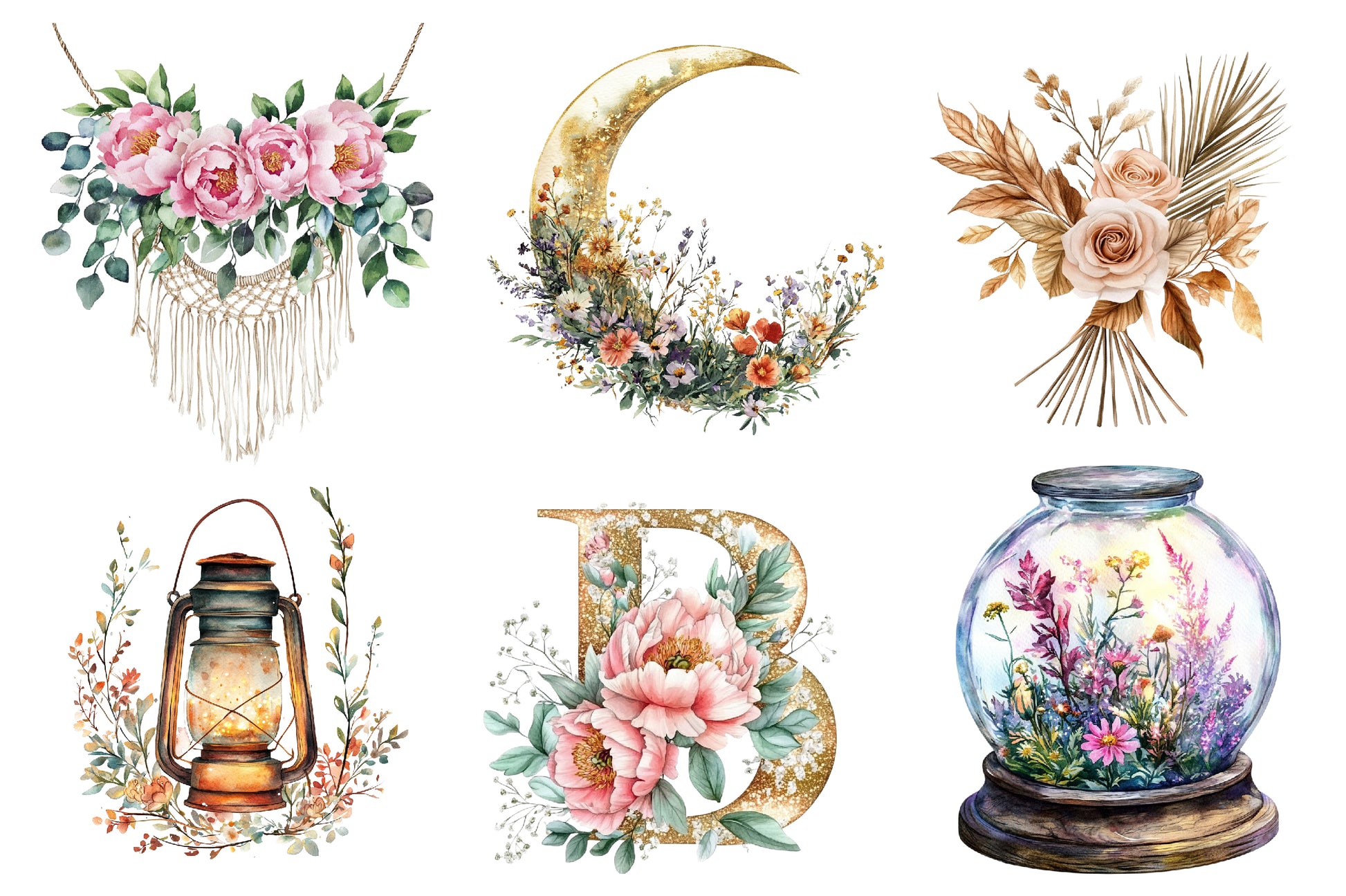 Boho Spring Floral Clipart Bundle - CraftNest - Digital Crafting and Art