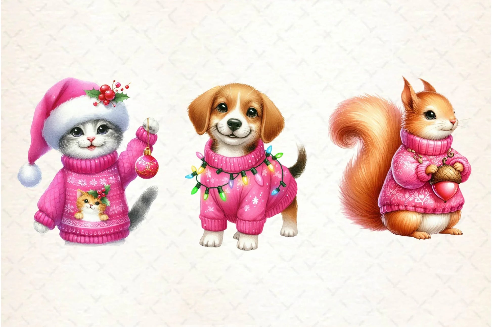 Pink Jumper Animals Christmas Clipart Bundle - CraftNest - Digital Crafting and Art
