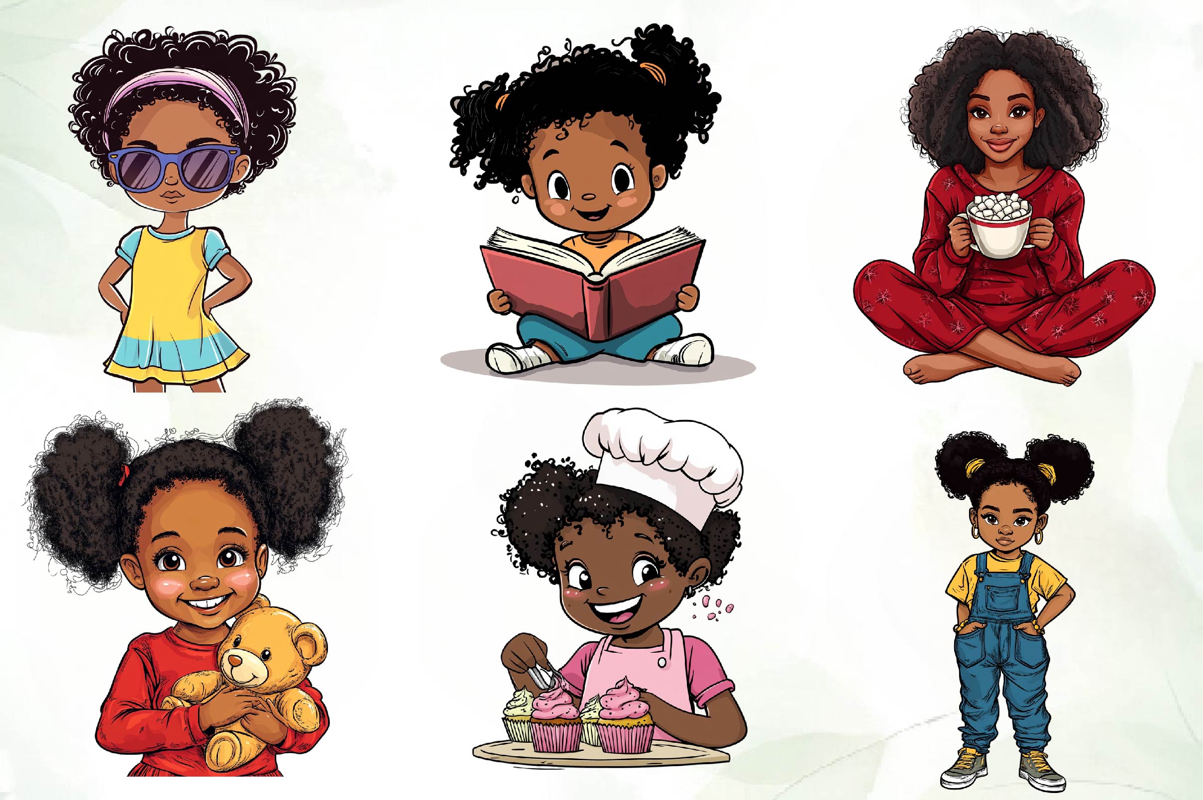 Afro Black Girl Kid Clipart Bundle - CraftNest - Digital Crafting and Art