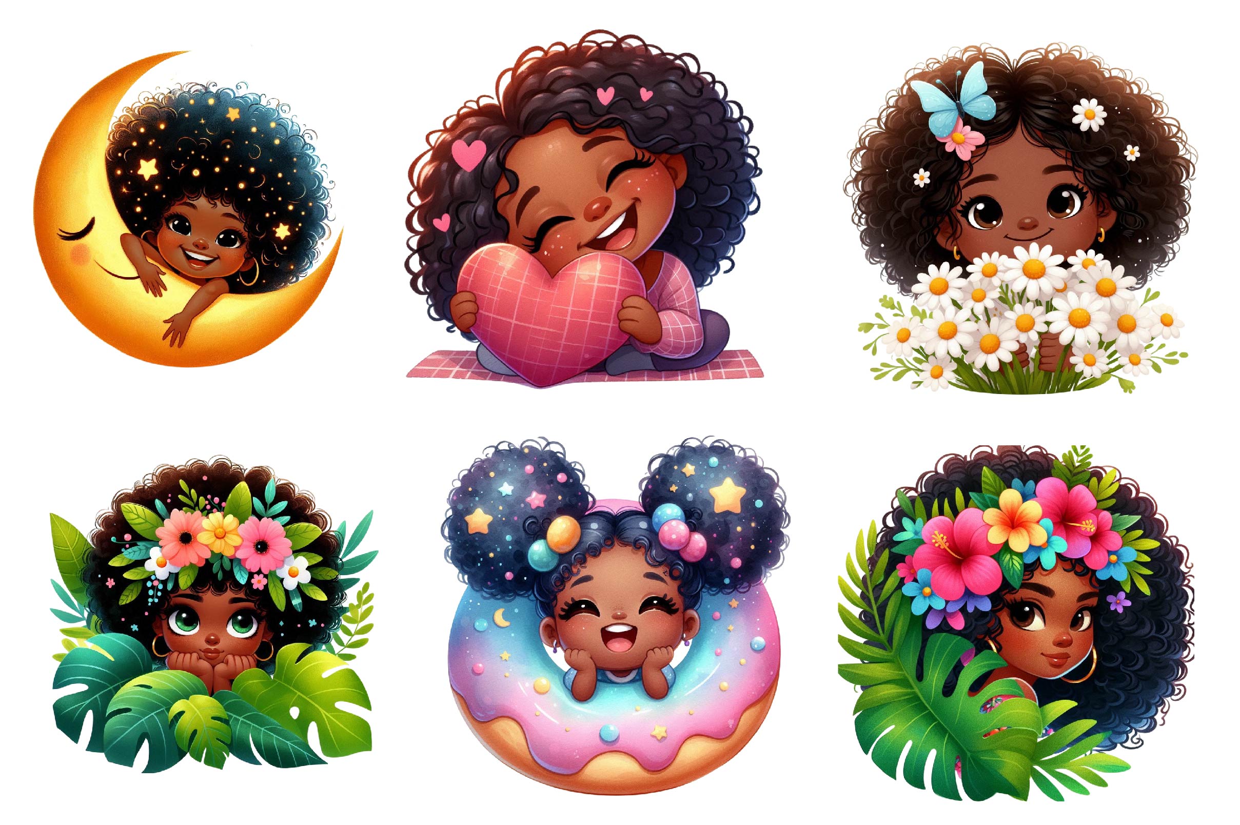 Peeking Black Girls Clipart Bundle - CraftNest - Digital Crafting and Art