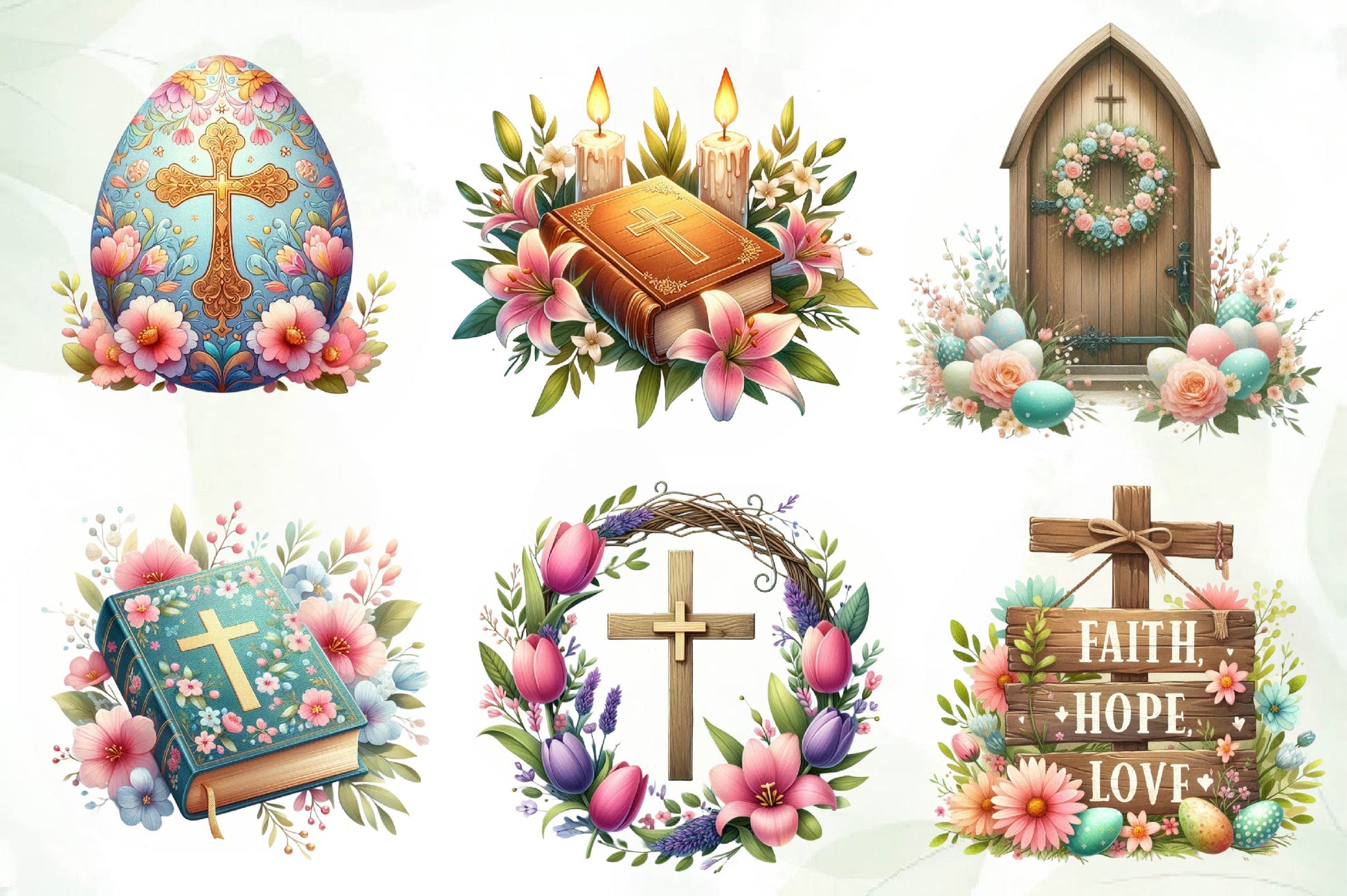 Pastel Christian Easter Clipart Bundle - CraftNest - Digital Crafting and Art