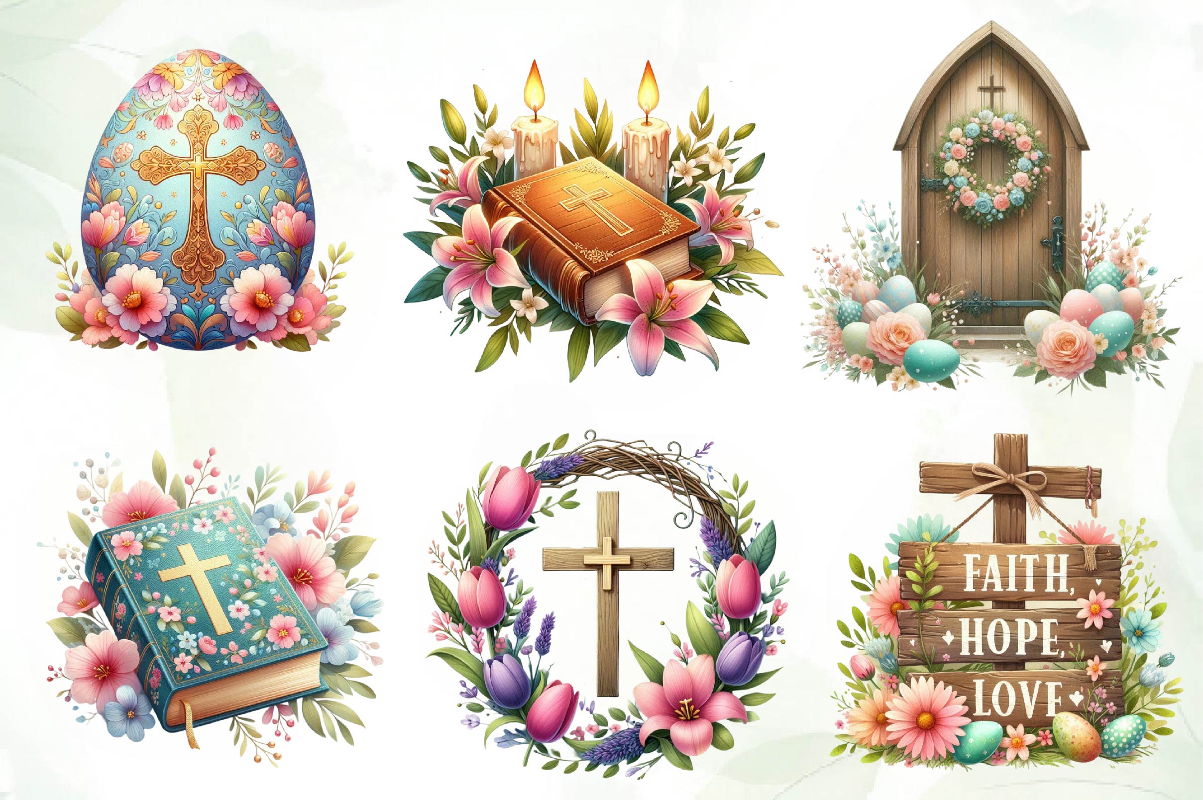 Pastel Christian Easter Clipart Bundle - CraftNest - Digital Crafting and Art