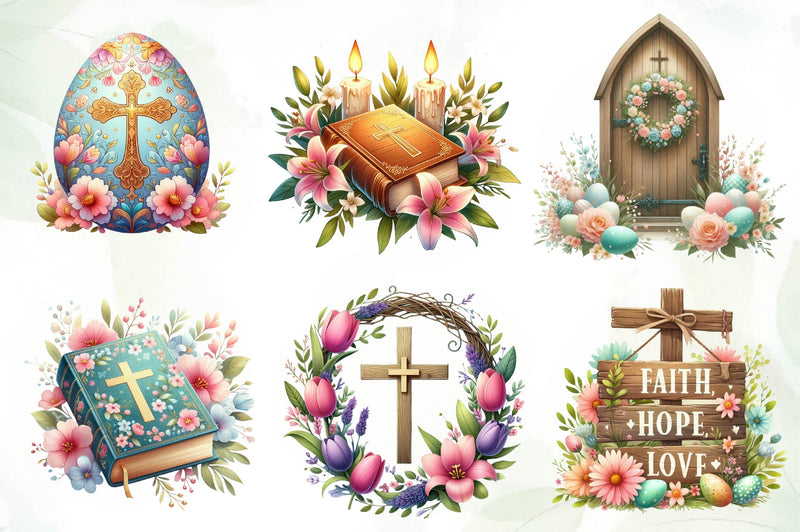 Pastel Christian Easter Clipart Bundle - CraftNest - Digital Crafting and Art
