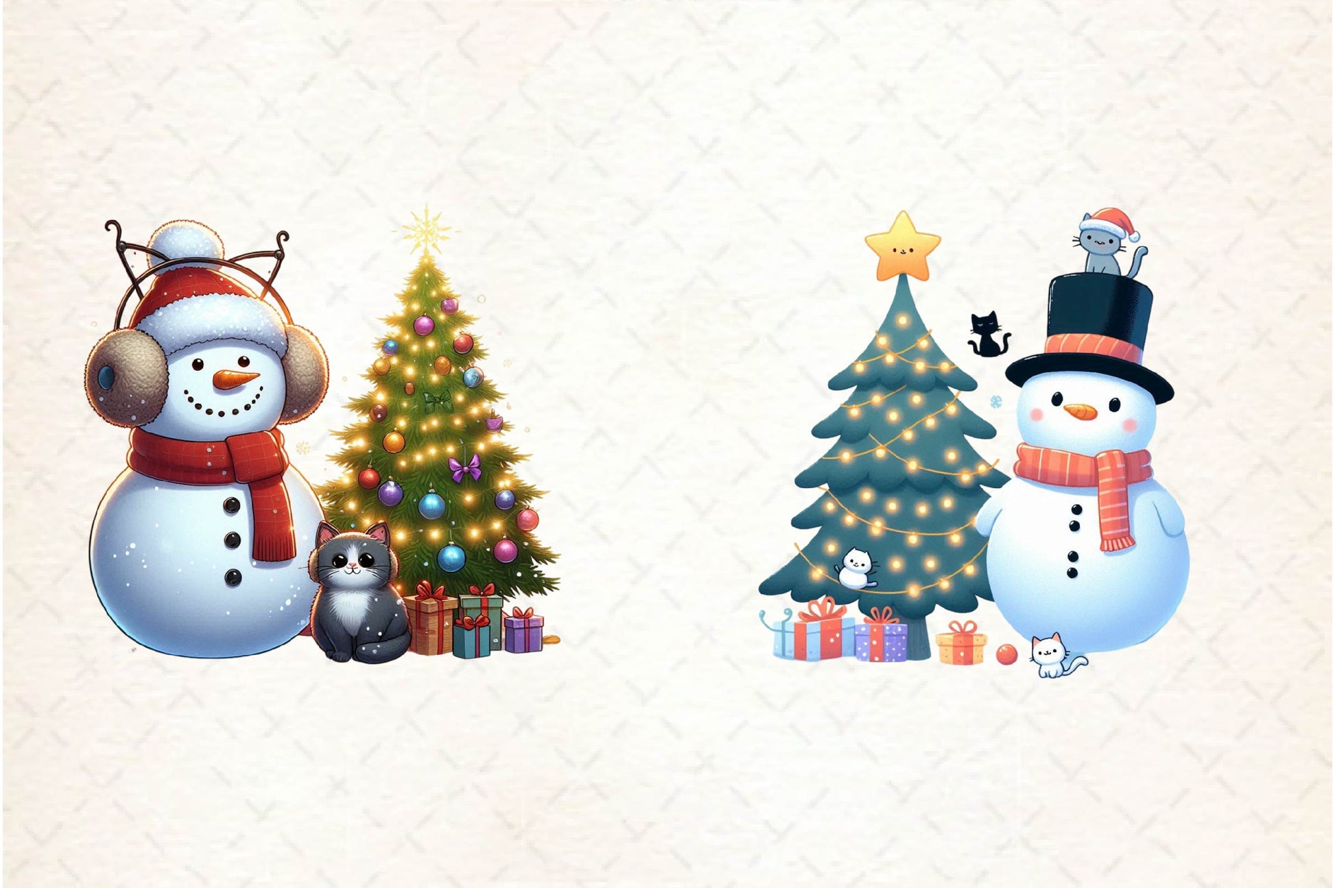 Christmas Snowman With Cats Clipart Bundle - CraftNest - Digital Crafting and Art