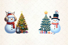 Christmas Snowman With Cats Clipart Bundle - CraftNest - Digital Crafting and Art