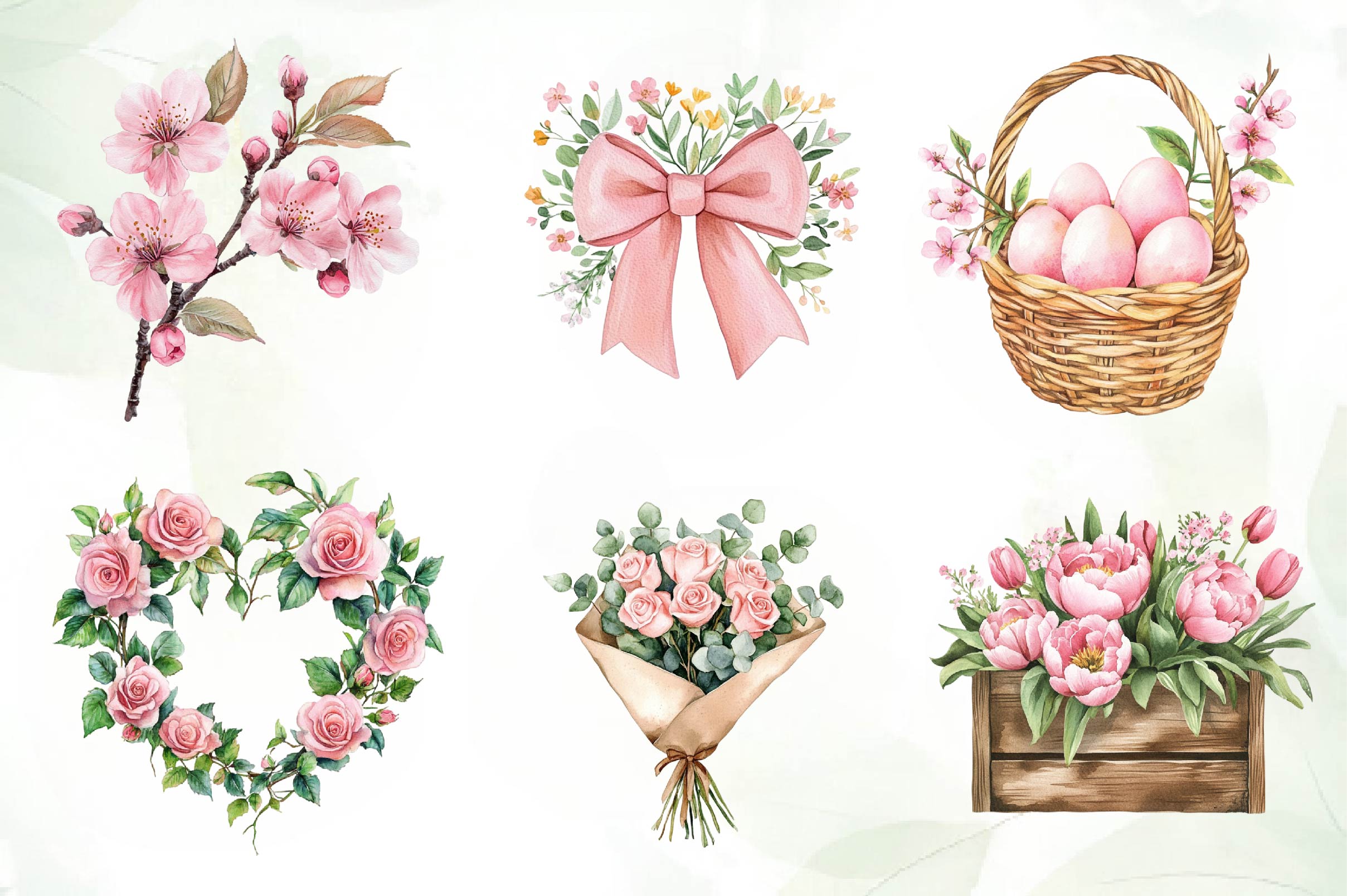 Pink Spring Clipart Bundle - CraftNest - Digital Crafting and Art