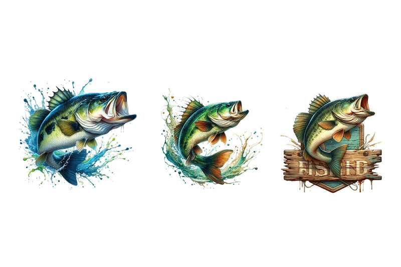 Jumping Bass Fish Clipart Bundle - CraftNest - Digital Crafting and Art