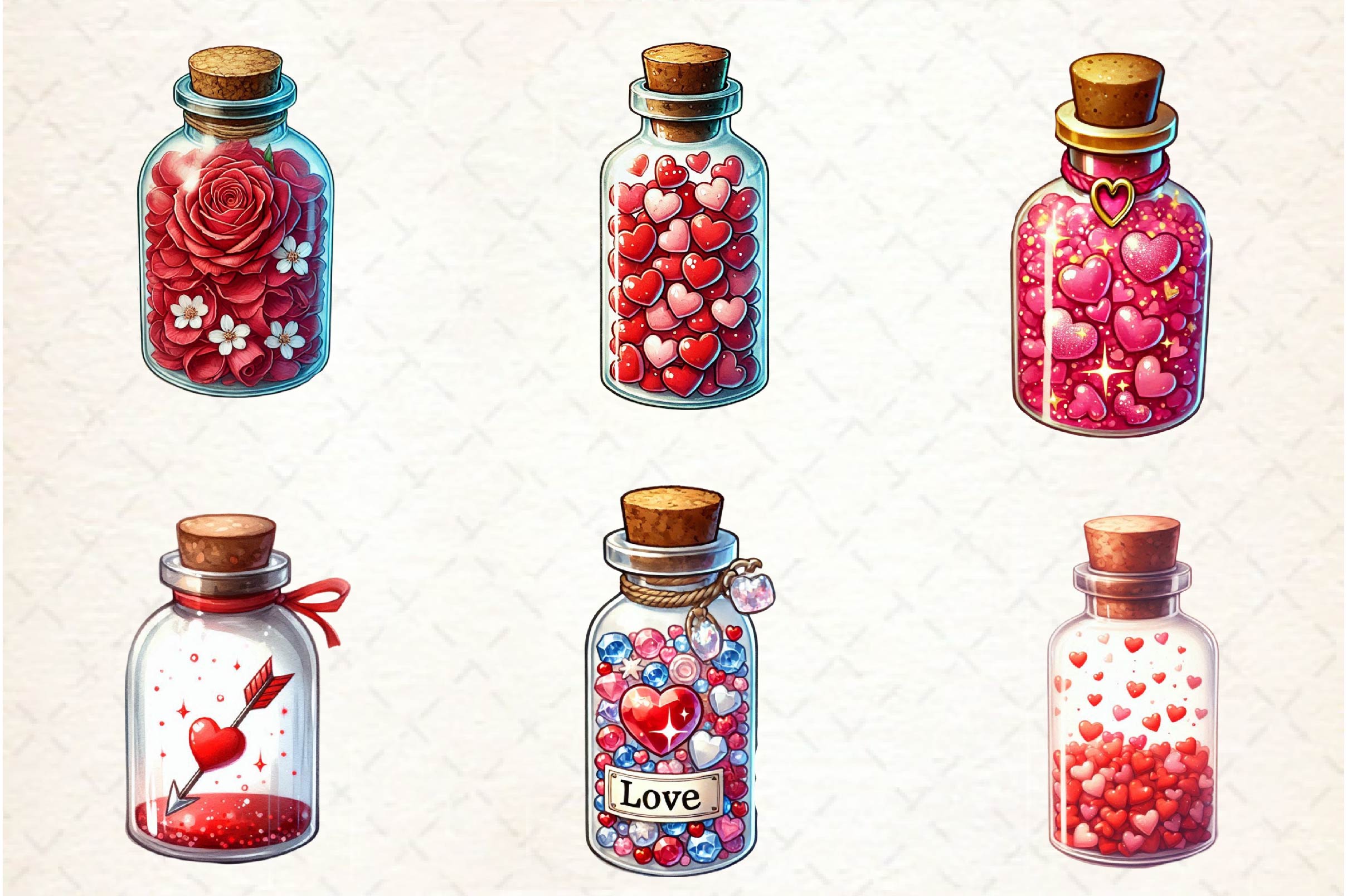 Love Bottle Valentines Day Clipart Bundle1 - CraftNest - Digital Crafting and Art