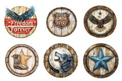 American Rustic Round Metal Wood Sign Clipart Bundle - CraftNest - Digital Crafting and Art
