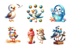 Summer Seagulls Clipart Bundle 1 - CraftNest - Digital Crafting and Art
