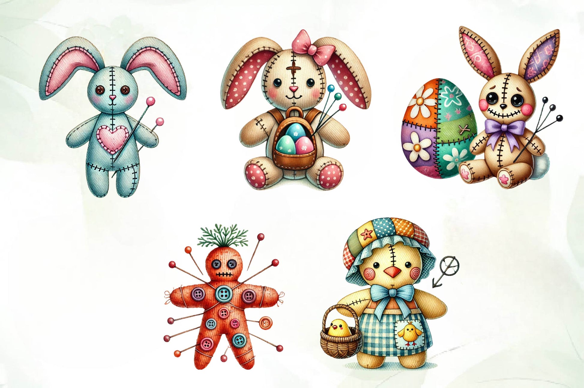 Cute Easter Voodoo Doll Clipart Bundle - CraftNest - Digital Crafting and Art