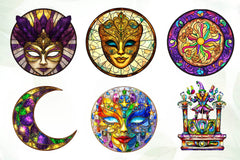 Round Stained Glass Mardi Gras Clipart Bundle - CraftNest - Digital Crafting and Art