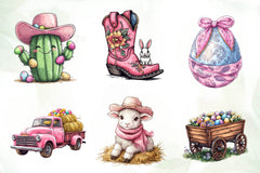 Vintage Pink Easter Western Clipart Bundle 1 - CraftNest - Digital Crafting and Art