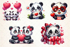 Pandas Valentines Day Clip Art Clipart Bundle - CraftNest - Digital Crafting and Art