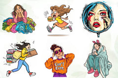 Funny Woman Clipart Bundle - CraftNest - Digital Crafting and Art