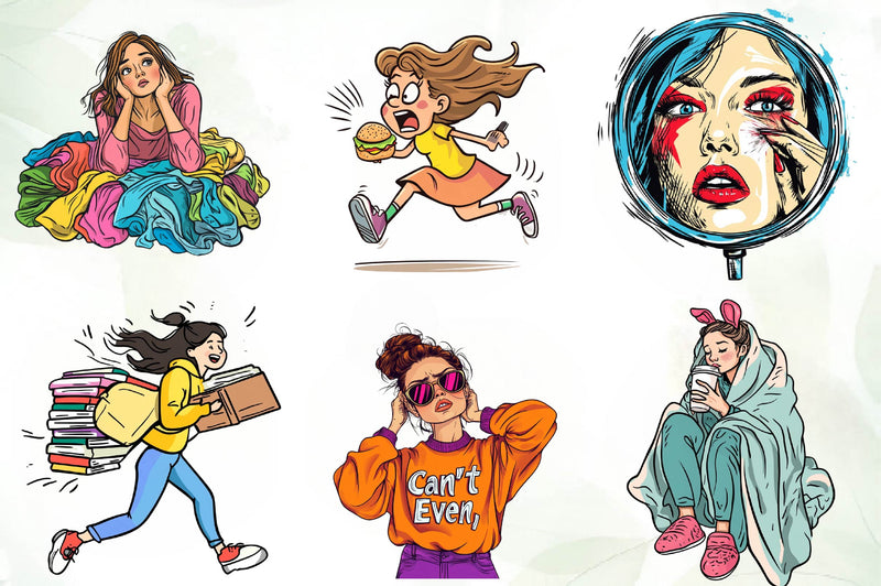 Funny Woman Clipart Bundle - CraftNest - Digital Crafting and Art