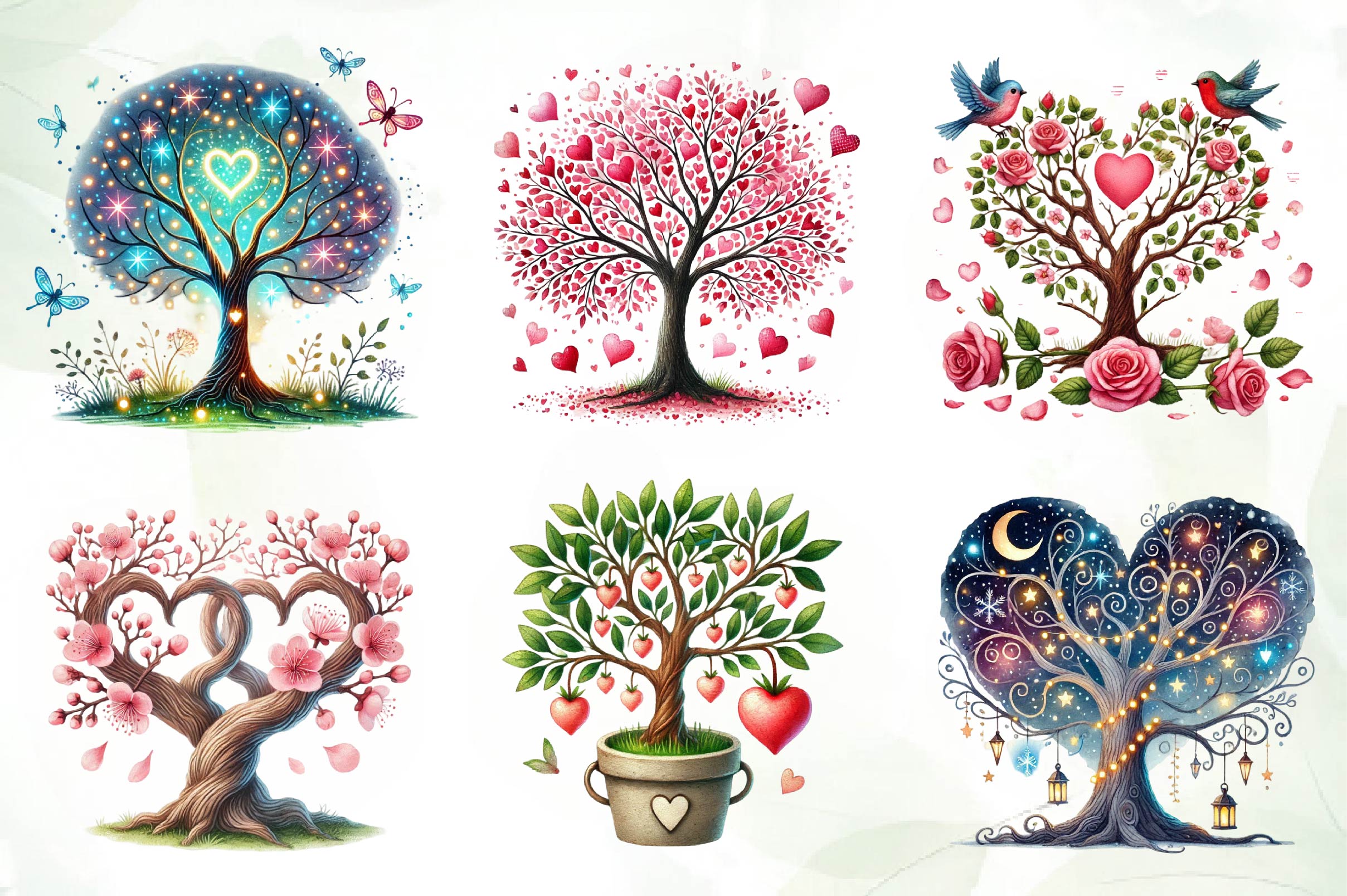 Valentines Day Heart Tree Clipart Bundle - CraftNest - Digital Crafting and Art