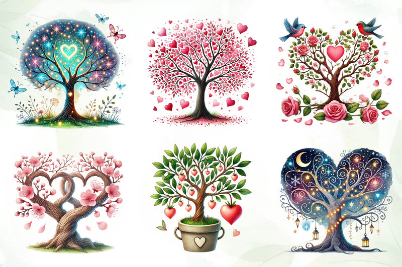 Valentines Day Heart Tree Clipart Bundle - CraftNest - Digital Crafting and Art
