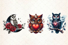 Valentine Gothic Owls Clipart Bundle 2 - CraftNest - Digital Crafting and Art