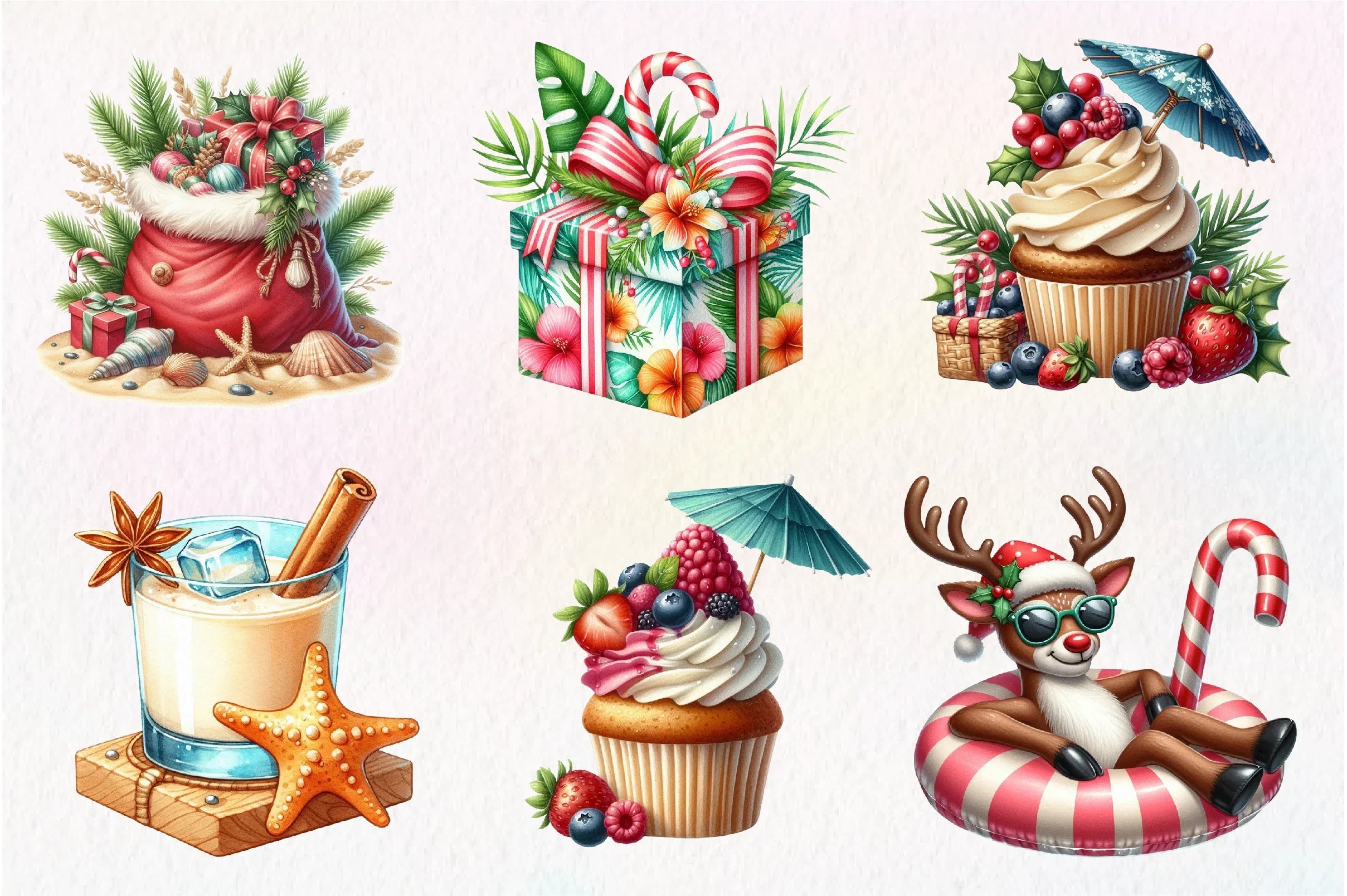 Summer Christmas Clipart Bundle - CraftNest - Digital Crafting and Art