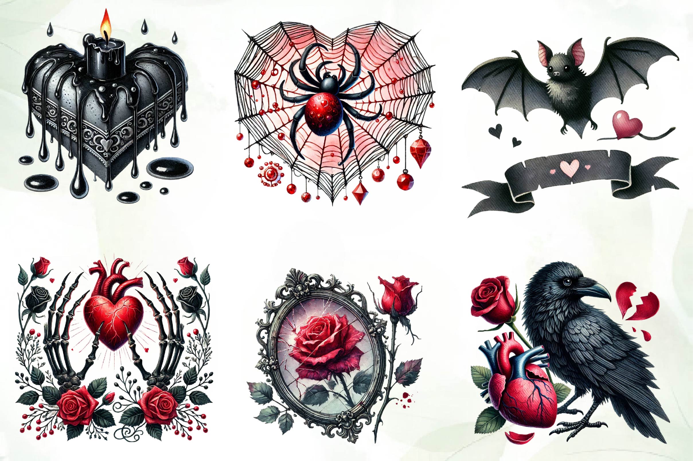 Gothic Valentines Day Cliparts Clipart Bundle - CraftNest - Digital Crafting and Art