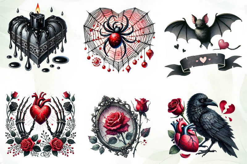 Gothic Valentines Day Cliparts Clipart Bundle - CraftNest - Digital Crafting and Art