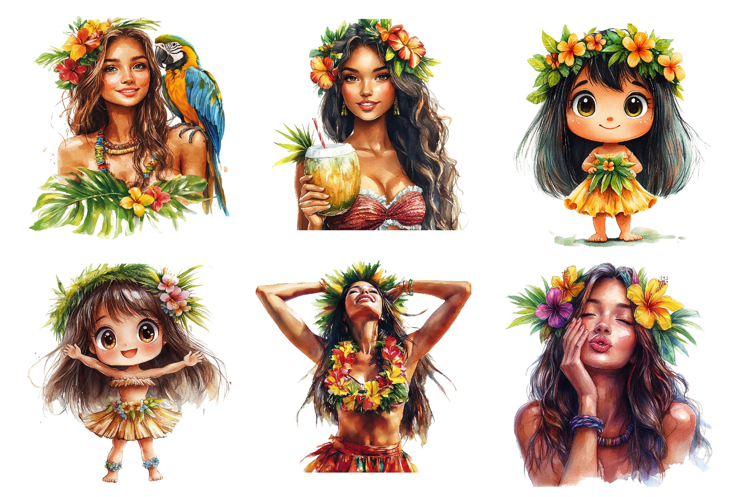 Hula Girl Clipart Bundle - CraftNest - Digital Crafting and Art
