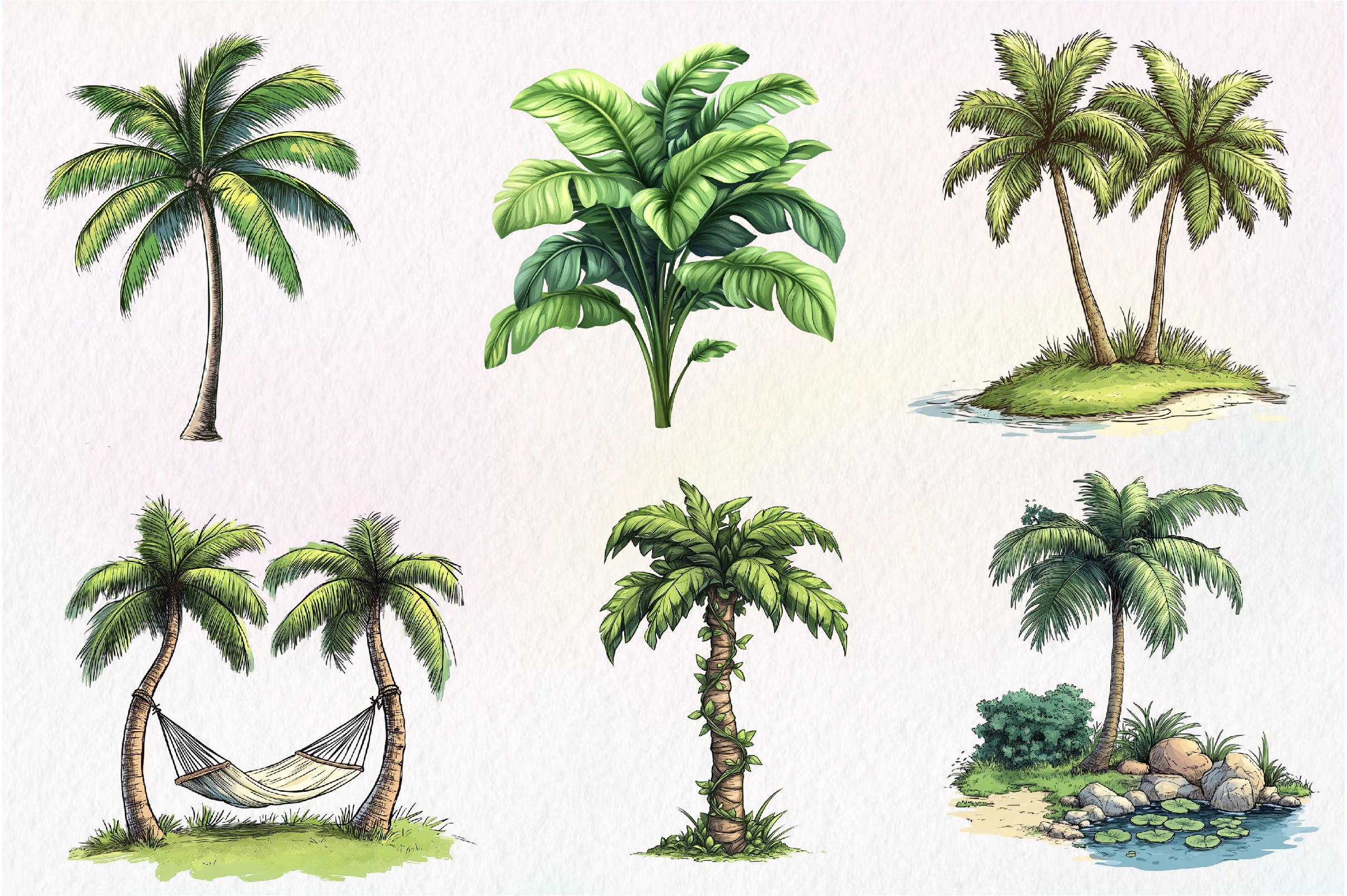 Palm Tree Serenity Clipart Bundle - CraftNest - Digital Crafting and Art